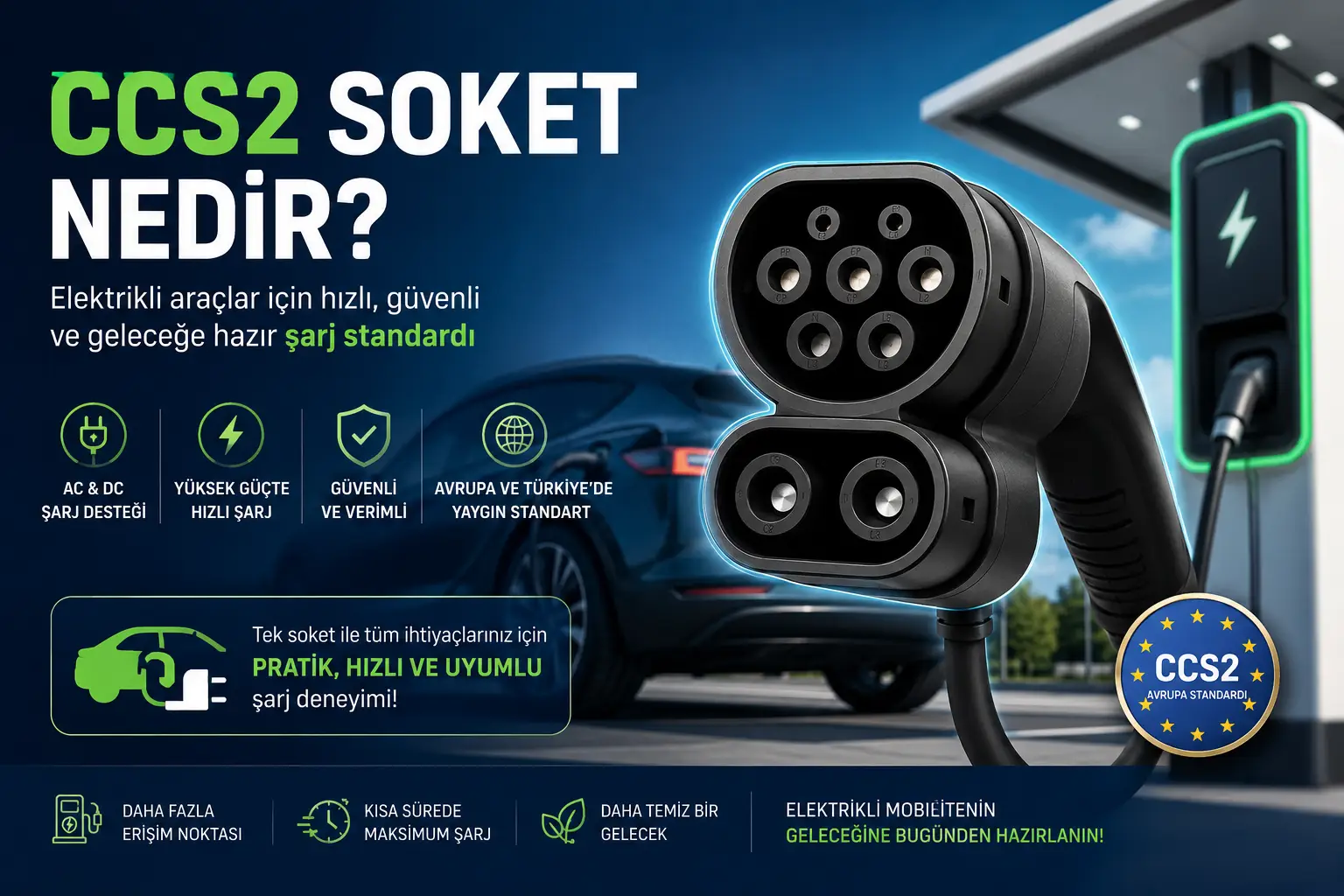 CCS2 Soket Nedir? Elektrikli Araçlarda En Yaygın Şarj Standardı